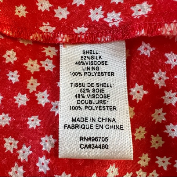 Rebecca Taylor Silk Blend Red Malia Floral V Neck Twist Tank Blouse Top Sz 2 - Picture 10 of 12